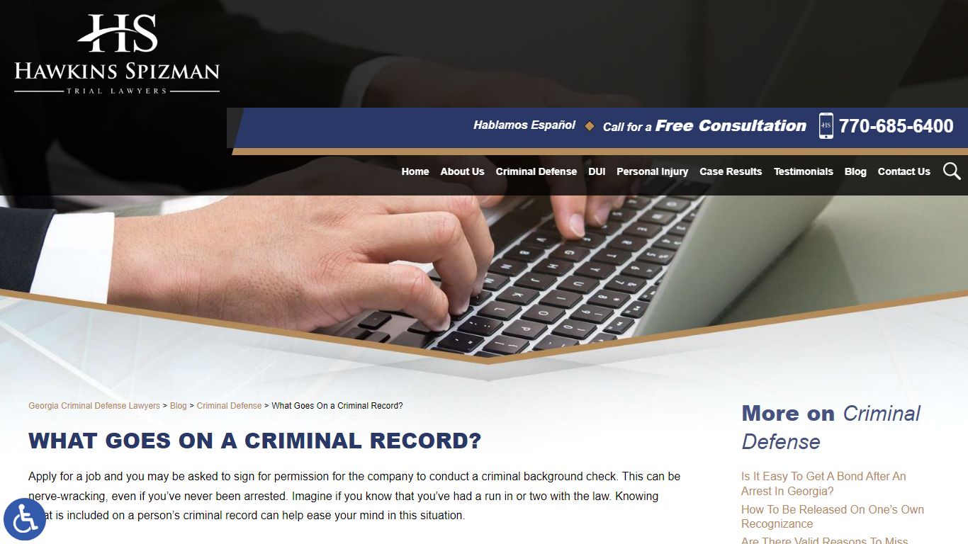 What Goes On a Criminal Record? | Hawkins Spizman